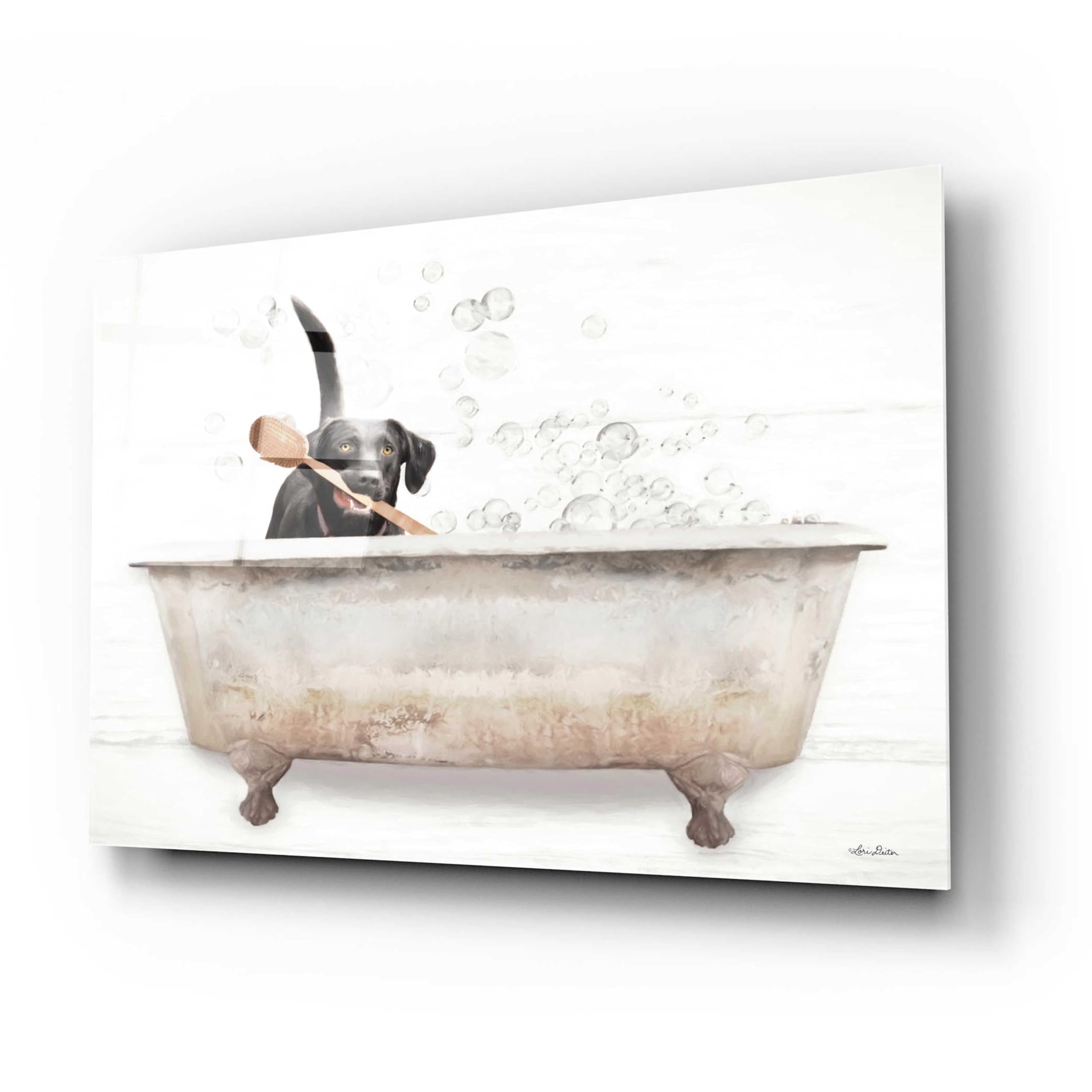 Epic Art 'Doggy Bubbles' by Lori Deiter - 24x16 Inch Acrylic Glass Wall Decor - Vibrant Modern Painting for Living Room, Bedroom & Office - Unique Gift for Dog Lovers & Art Collectors