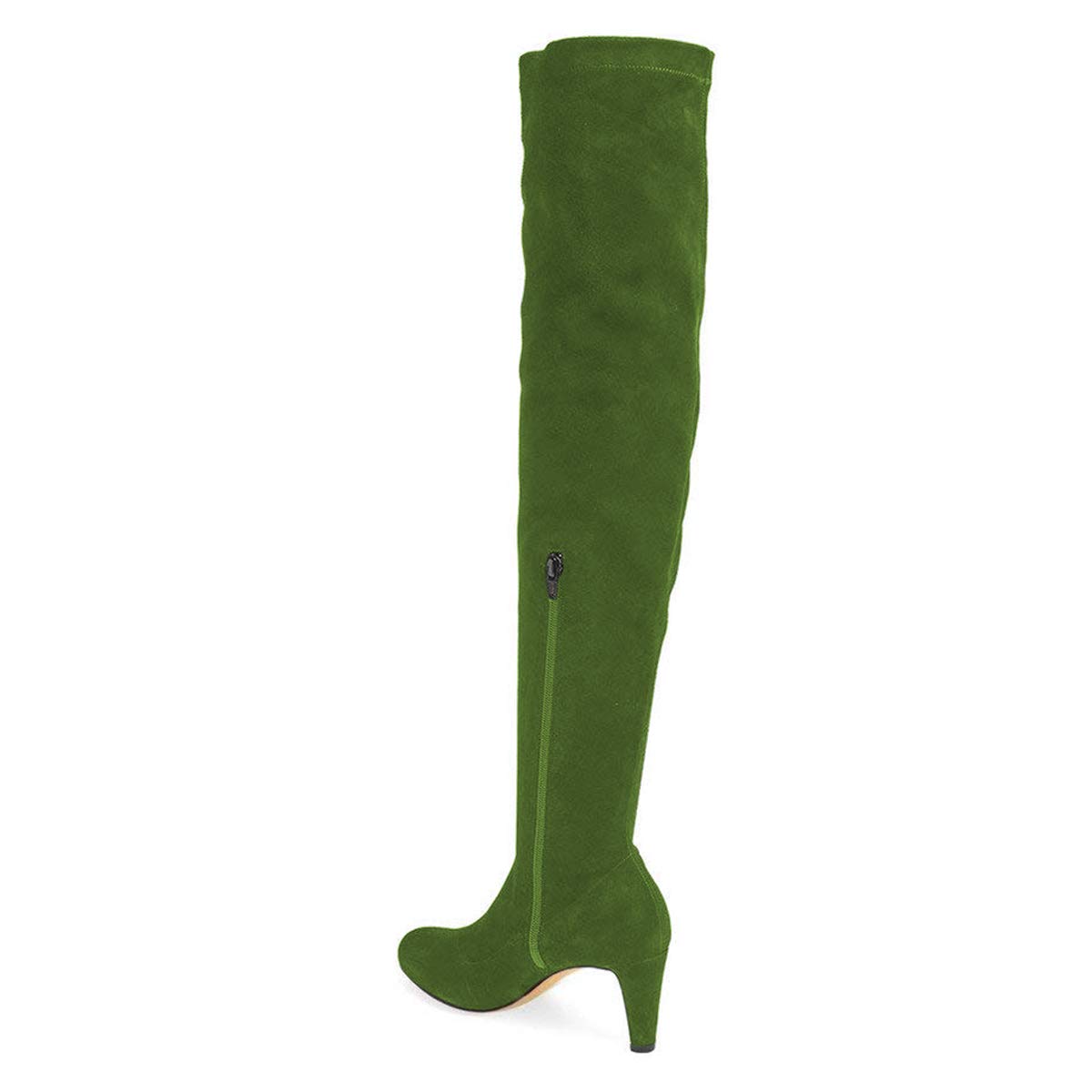 YDN Women's Fashion Thigh High Boots - Round Toe Chunky Heel Over The Knee Boots with Side Zip & Pull On Design | Perfect for Winter, Party, Date Night & Office Wear