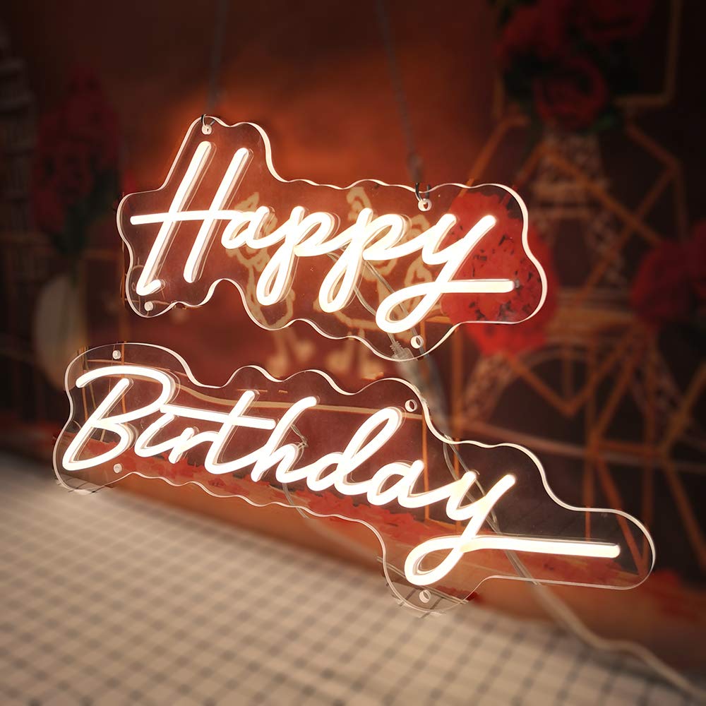 Custom Neon Sign - Personalized LED Neon Light for Bedroom, Wedding, Birthday Party Decor | Home Bar & Shop Wall Art | Halloween & Christmas Decorations | Perfect for Gifts & Special Events (Happy Birthday Design)