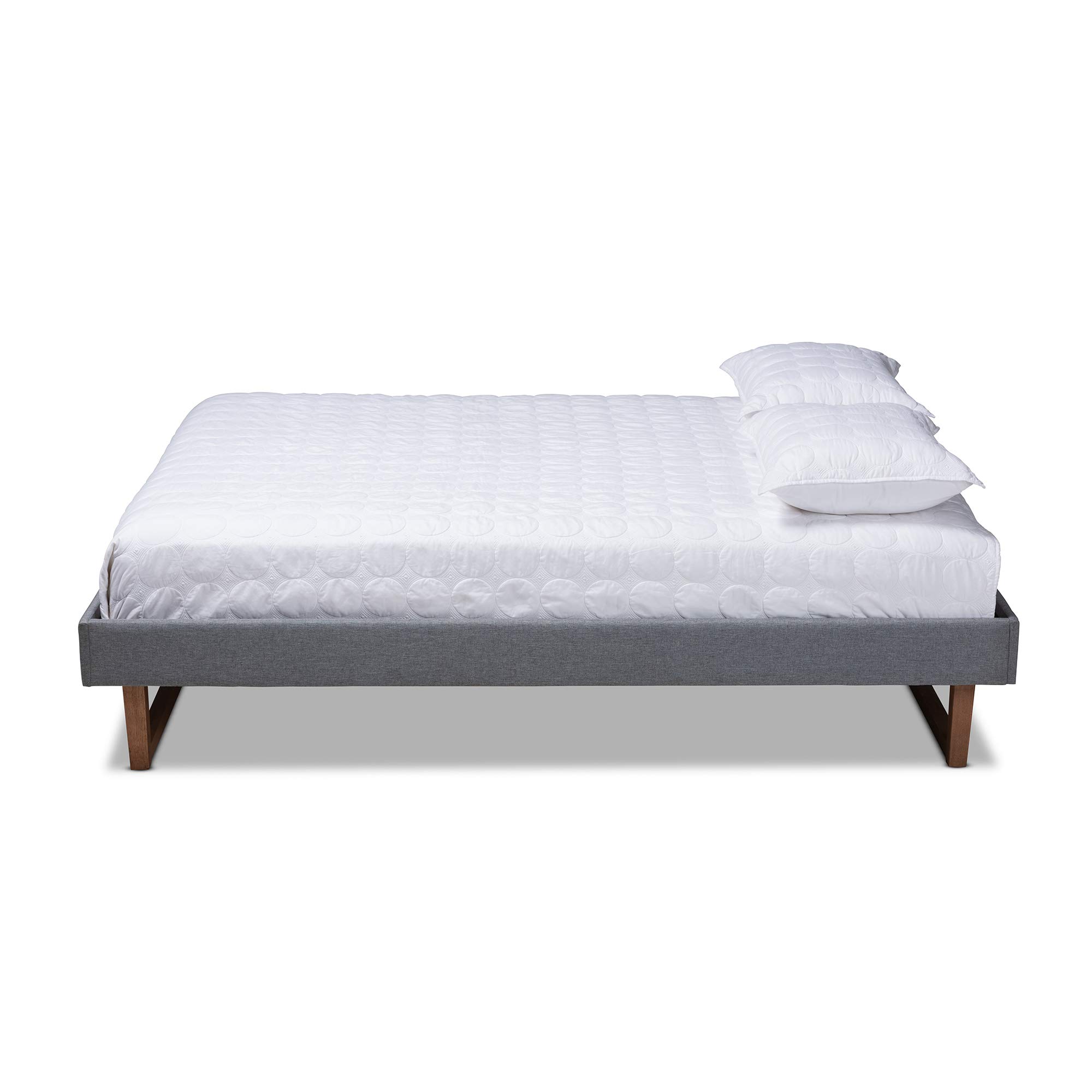 Baxton Studio Dark Gray Double Bed Frame - Sturdy Metal Platform Bed with Wooden Slats for Support, Perfect for Modern Bedrooms & Guest Rooms
