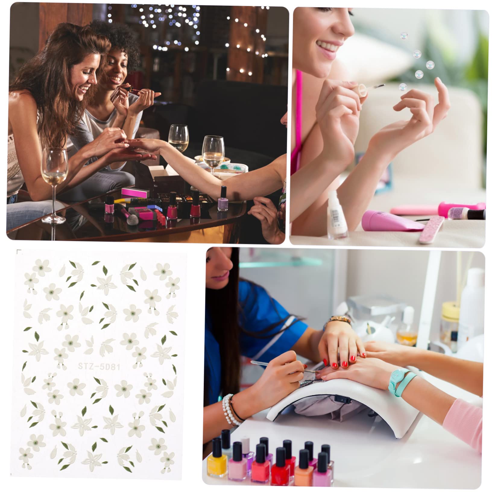 Mikinona Floral Nail Sticker Set - Embossed Nail Decals with Chic Patterns for DIY Nail Art, Manicure & Pedicure Decorations - Perfect for Parties, Weddings, and Special Occasions
