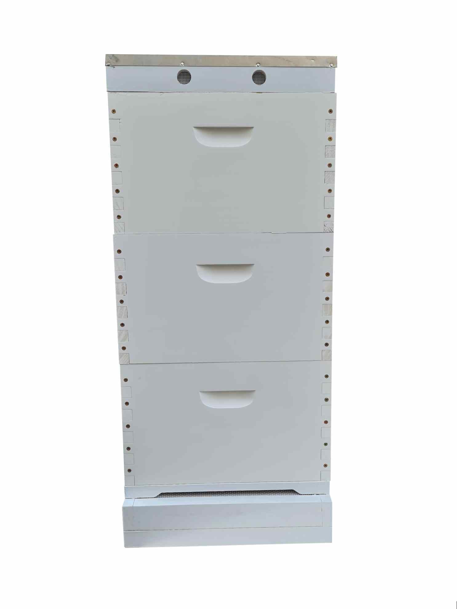 3-Tier Assembled & Painted Beehive with Mesh Bottom Board - Perfect for Beekeeping, Honey Production, and Backyard Hives