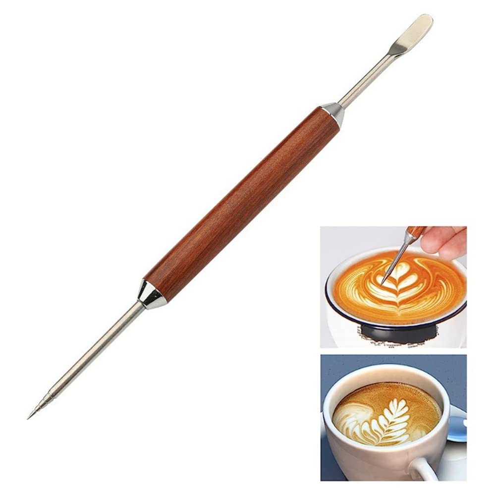 Energetic Coffee Art Needle - Stainless Steel Barista Tool with Wooden Handle for Latte Foam Decorating | Perfect for Home Baristas, Coffee Shops & Gift Giving