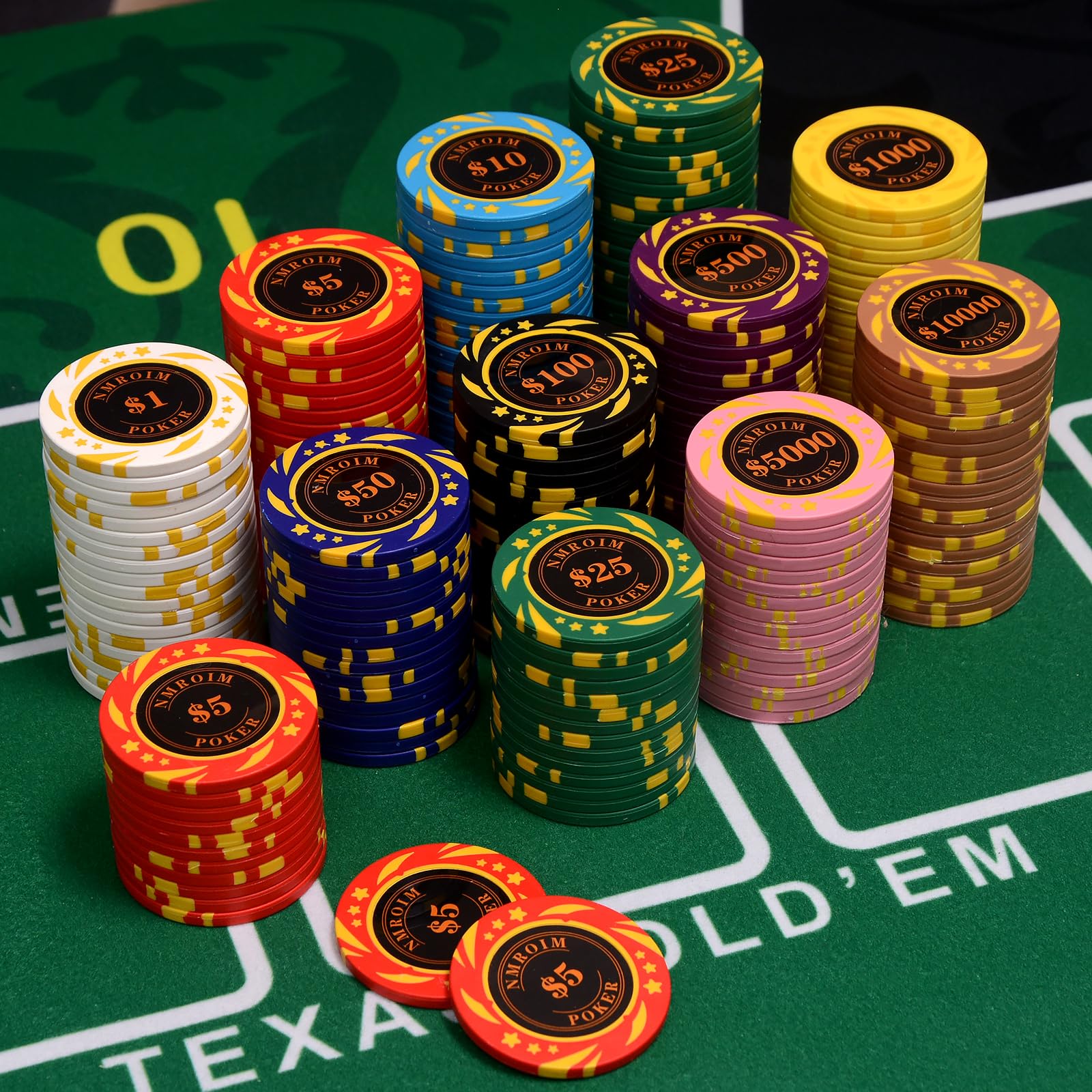 Premium 13.5g Clay Poker Chips Set - 40mm Casino Style Numbered Poker Chips (Pack of 50) - Ideal for Home Games, Poker Nights & Casino-Themed Parties
