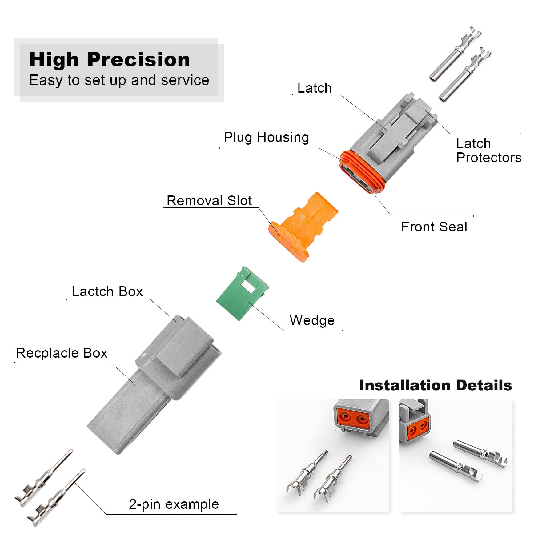 188Pcs Deutsch Connector Kit - 8 Sets 2/3/4/6/8/12 Pin Waterproof Automotive Electrical Wire Connectors & Terminals for Car, Truck, Motorcycle Wiring & Electrical Repairs