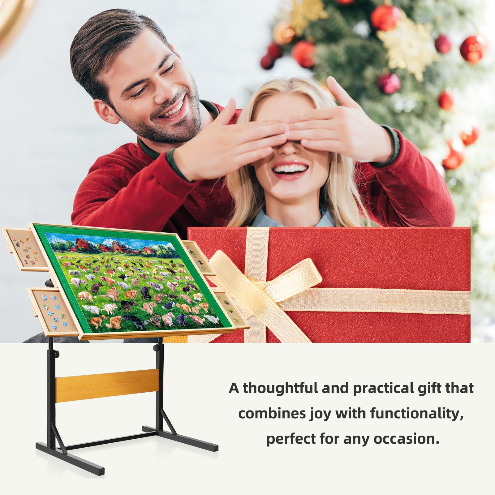 ALL4JIG Premium Wooden Jigsaw Puzzle Table with 4 Storage Drawers - Stable & Lightweight Design for 2000-Piece Puzzles - Perfect Gift for Adult Puzzle Enthusiasts - Great for Family Game Nights, Relaxation & Home Decor