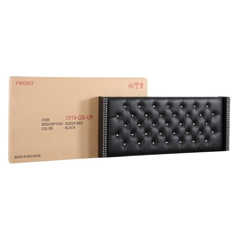 Glory Furniture Julie Velvet Upholstered Queen Bed Frame in Black - Luxurious Modern Bedroom Furniture for Master Bedroom & Guest Room