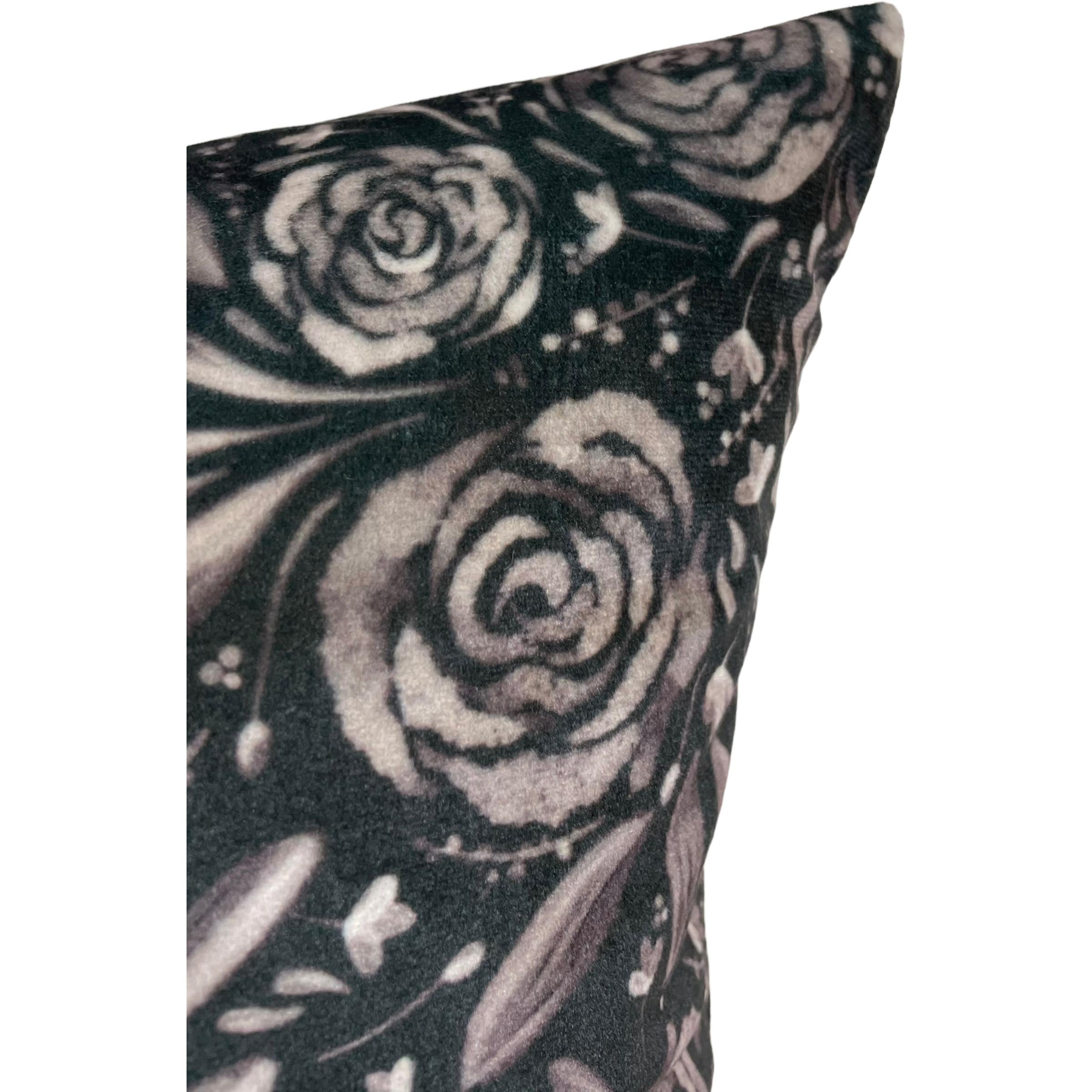 17x17 Black Rose Velvet Throw Pillow - Soft Decorative Cushion for Sofa, Bed & Home Decor