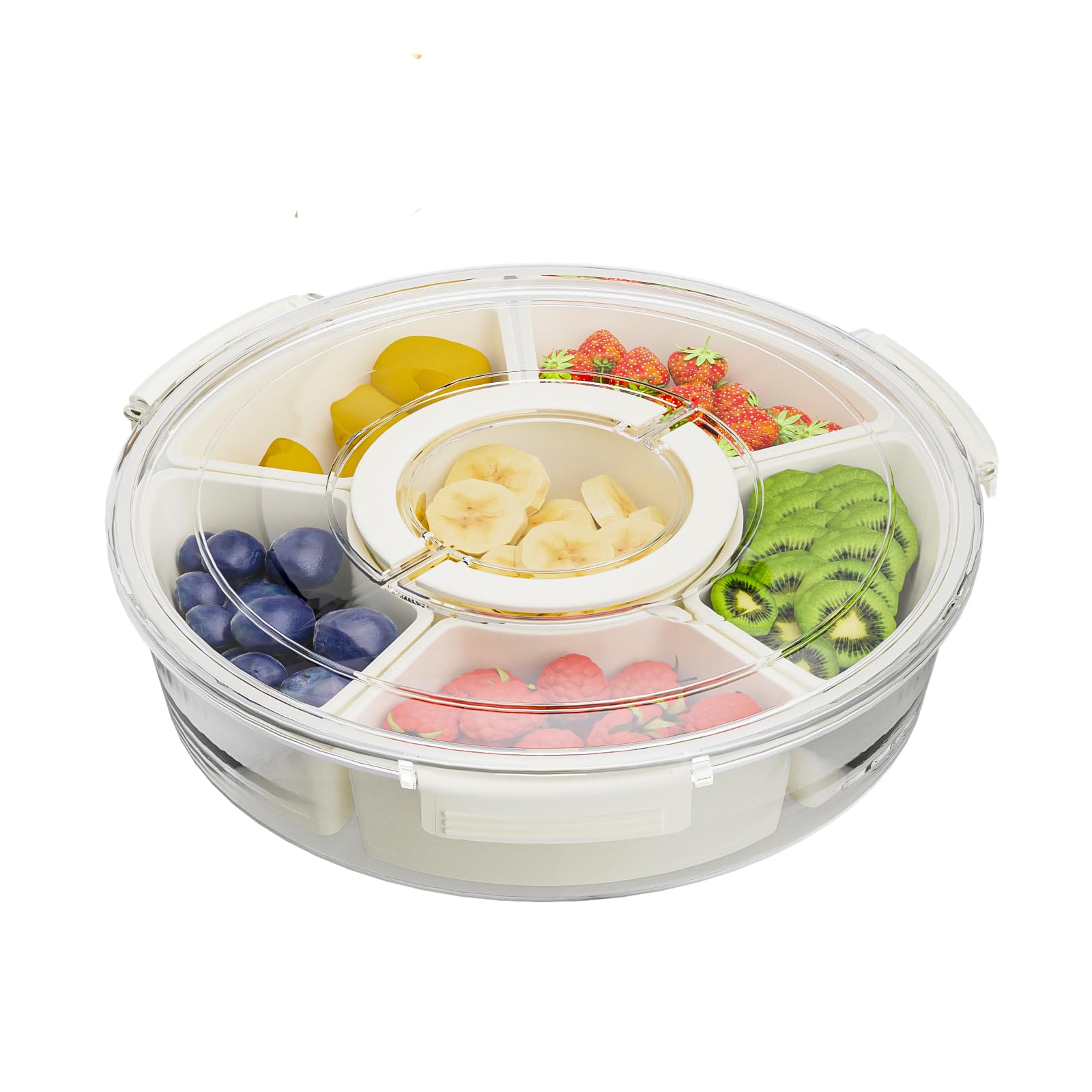 6-Compartment Snack Box Container with Lid & Handle - Divided Serving Tray for Fruits, Veggies, Charcuterie & Party Snacks | Perfect for Picnics, School Lunches & Office Breaks