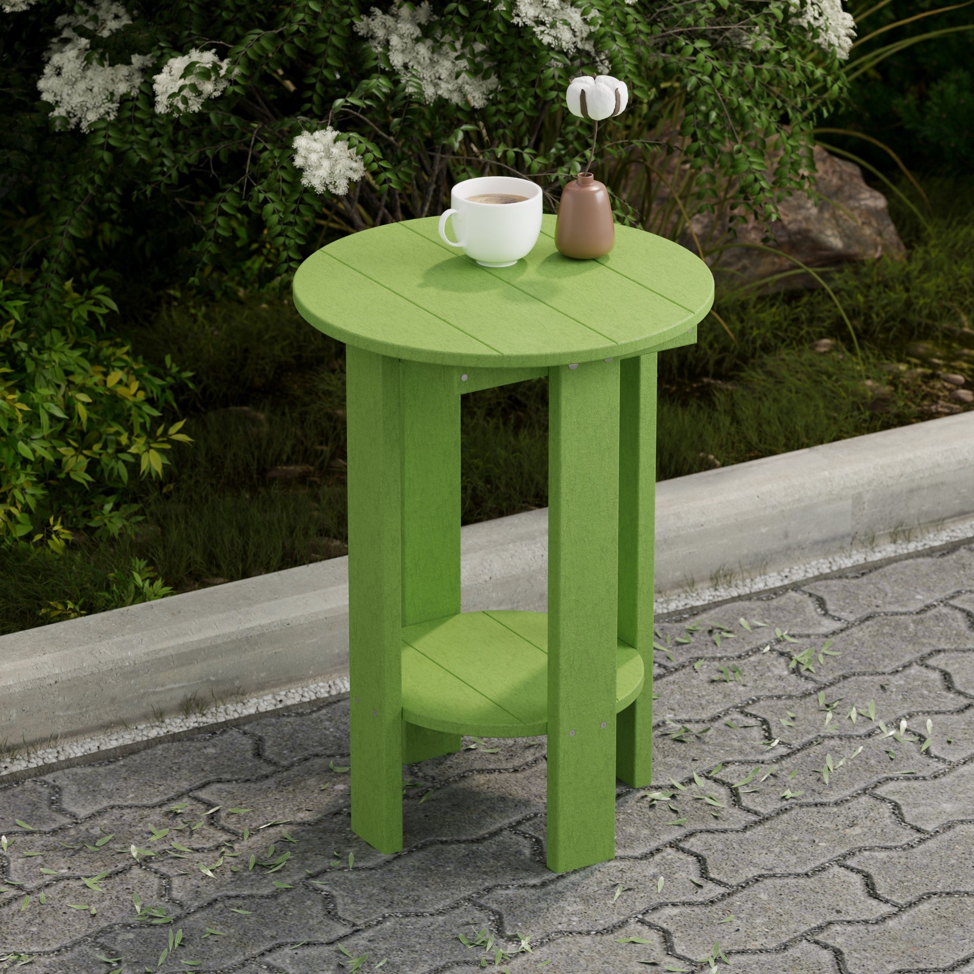 Vintage Wooden Balcony Side Table - Small Outdoor Patio Accent Table for Coffee, Plants & Decor | Perfect for Garden, Porch & Apartment Balcony Use