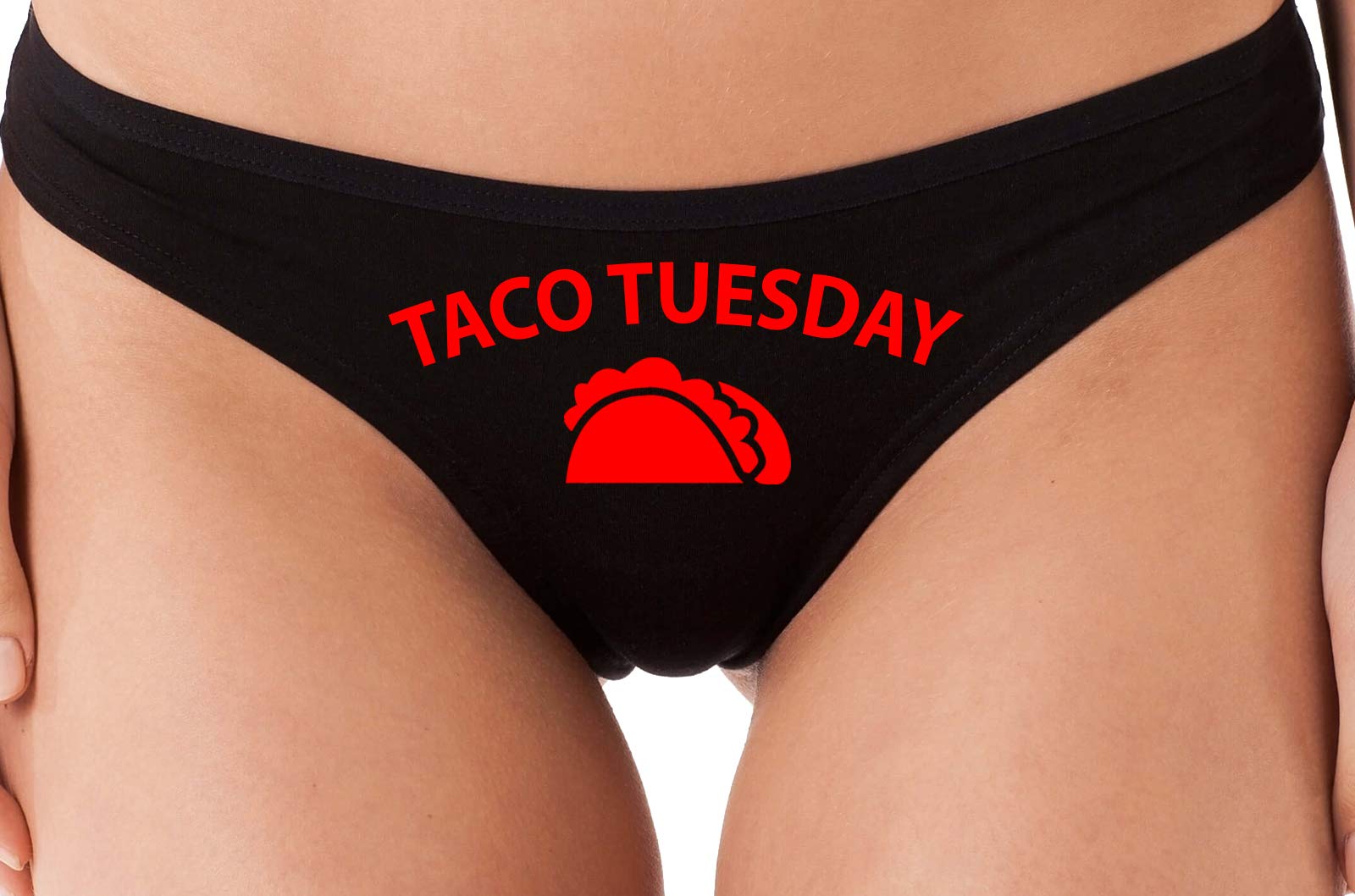 Knaughty Knickers Eat My Taco Tuesday Lingerie - Sexy Black Thong Underwear for Women | Perfect for Valentine's Day, Bachelorette Parties & Spicy Date Nights