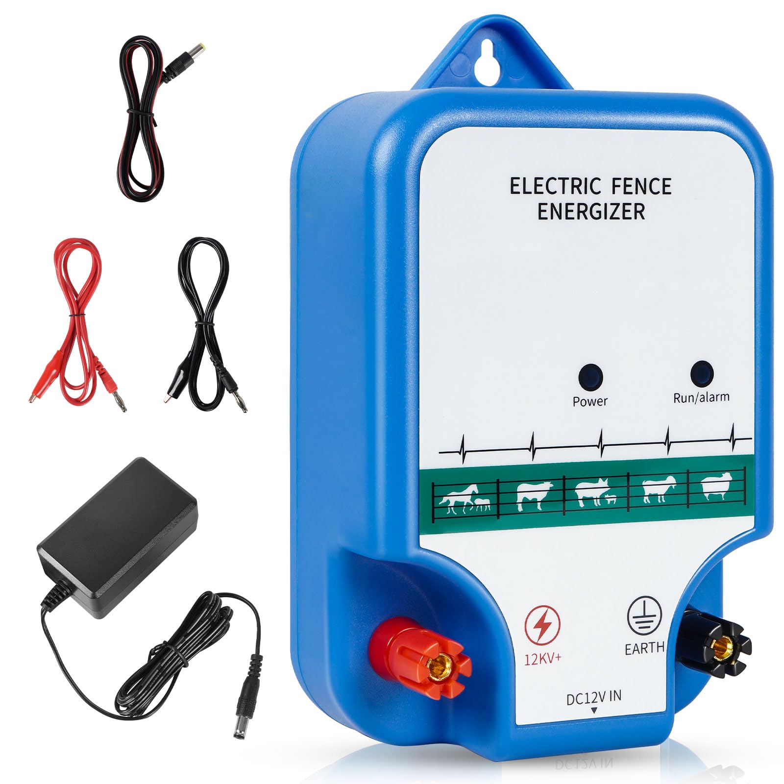 High-Power 10.5kV 2 Joules Electric Fence Charger Energizer for Livestock, Pets & Wildlife Control - Durable 7.09 Inch Fence Energizer for Farm, Ranch & Backyard Animal Containment (Prevents Wild Animal Intrusion)