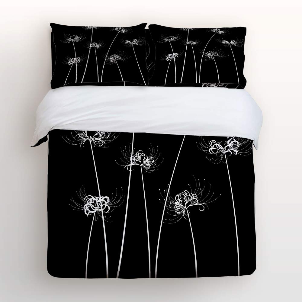 **Pink Sky Queen Size Kids Duvet Cover Set - Cute 4-Piece Bedding for Girls & Boys, Beautiful Mandarava Lycoris Radiata Floral Pattern - Includes 1 Flat Sheet, 1 Duvet Cover & 2 Pillowcases - Perfect for Kids' Bedrooms, Sleepovers & Cozy Nights**