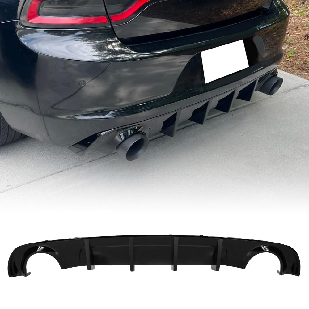 Rear Bumper Diffuser Lip for 2015-2023 Dodge Charger Base & SXT - PP Gloss Black Rear Lower Valance Splitter | Enhances Aerodynamics & Sporty Style for Street Racing & Car Shows