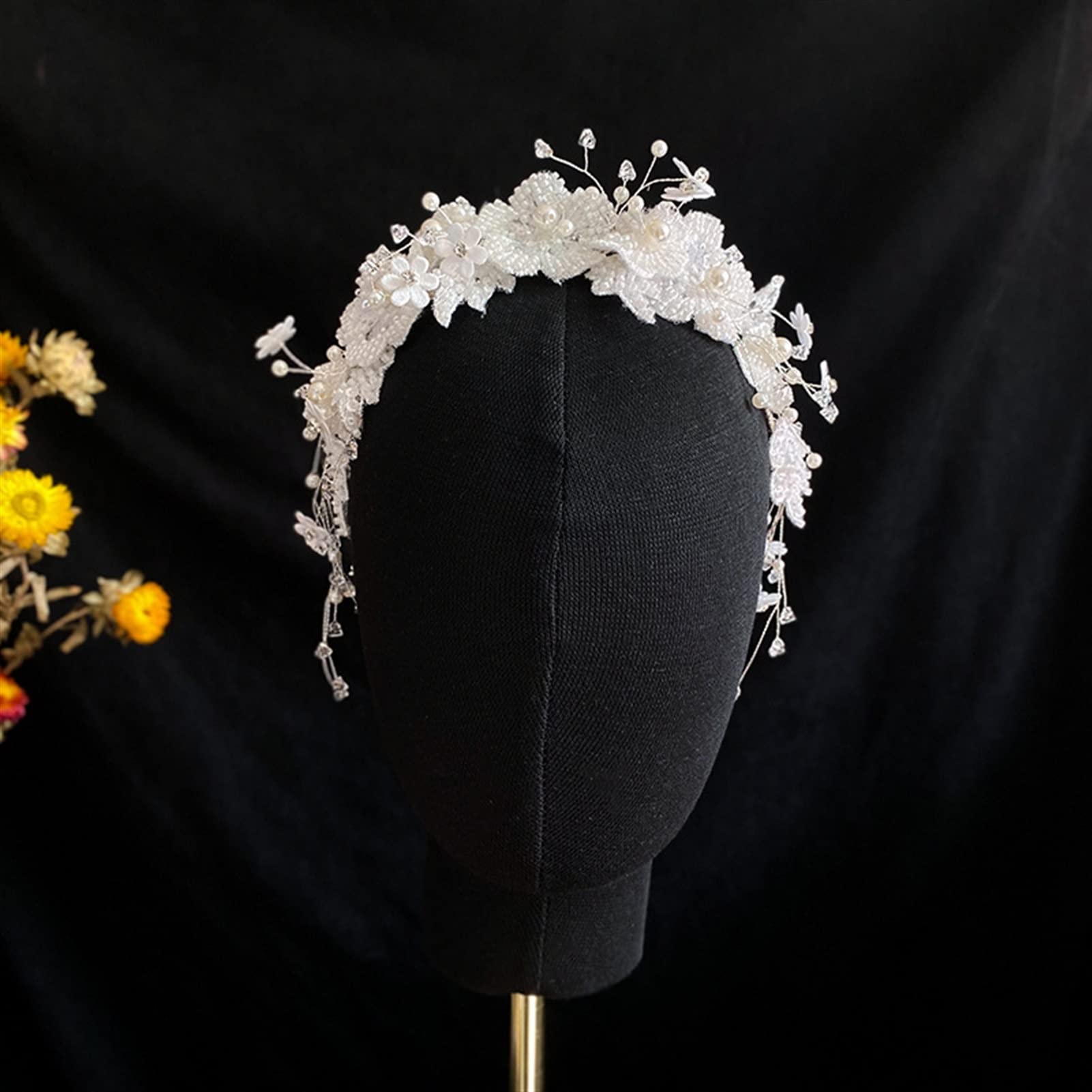 XXXXW Wedding Headpieces – Bridal Beaded Petal Headdress Set for Bride | Elegant Wedding Hair Accessories for Bridal Shower, Bachelorette Party & Ceremony