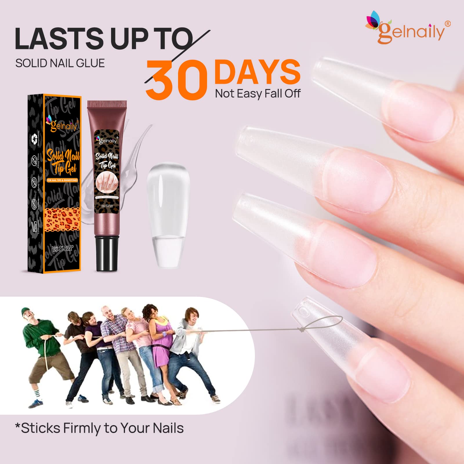 UV/LED Curable Solid Nail Tips Gel Glue - Super Strong Adhesive for Press-On Nail Extensions, Acrylic Nails & Rhinestone Decorations | Perfect for Salon Professionals & DIY Nail Art at Home