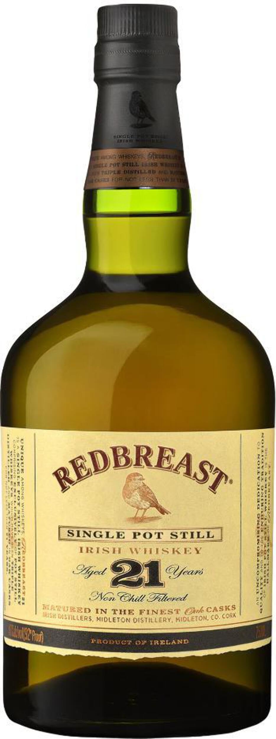 Redbreast 21 Year Old Single Pot Still Irish Whiskey 46% ABV 700ml - Premium Wooden Gift Box | Perfect for Anniversary Gifts, Whiskey Collectors & Special Occasions