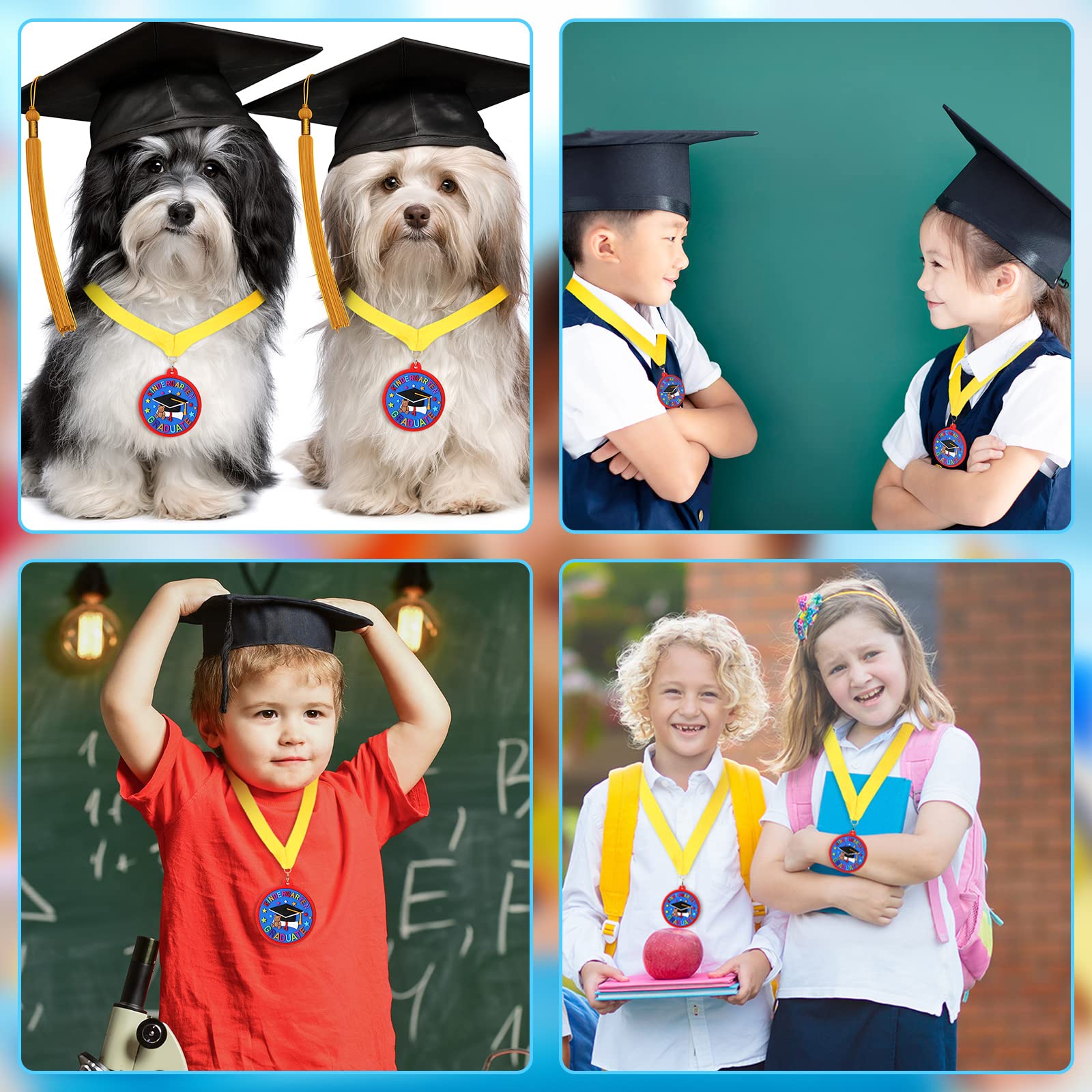 24 Pcs Kindergarten Preschool Graduation Medals for Kids - 2 Inch Award Medals with Yellow Ribbon - Perfect for Graduation Ceremonies, School Parties & Student Recognition Events