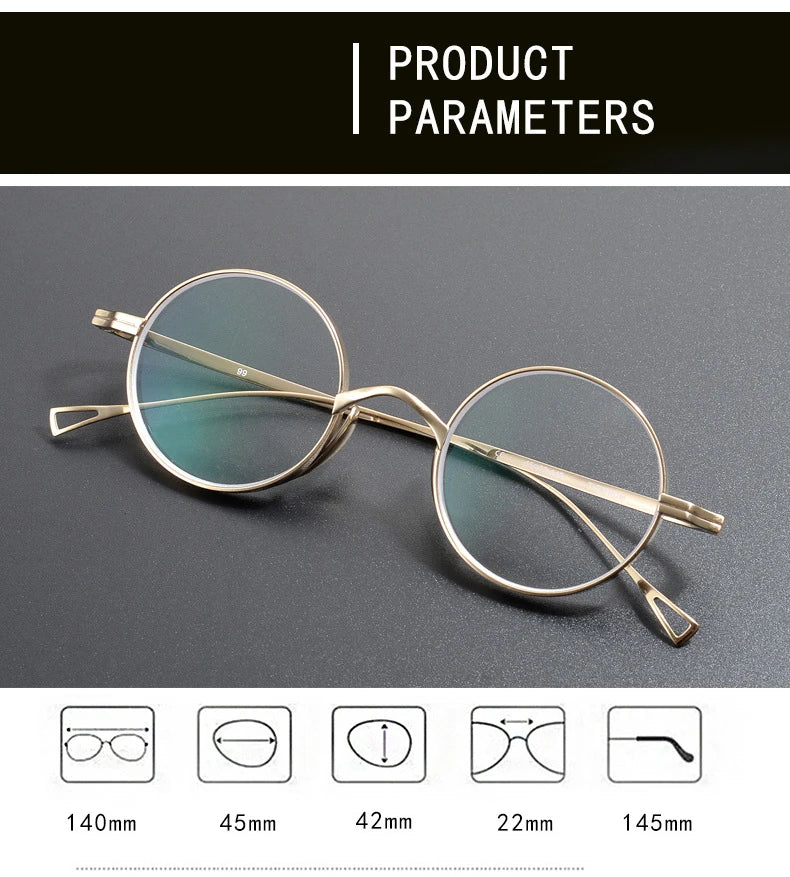 Stylish Unisex Black Titanium Round Eyeglasses Frame - Lightweight & Durable Full Rim Glasses for Men & Women - Perfect for Reading, Driving & Everyday Wear