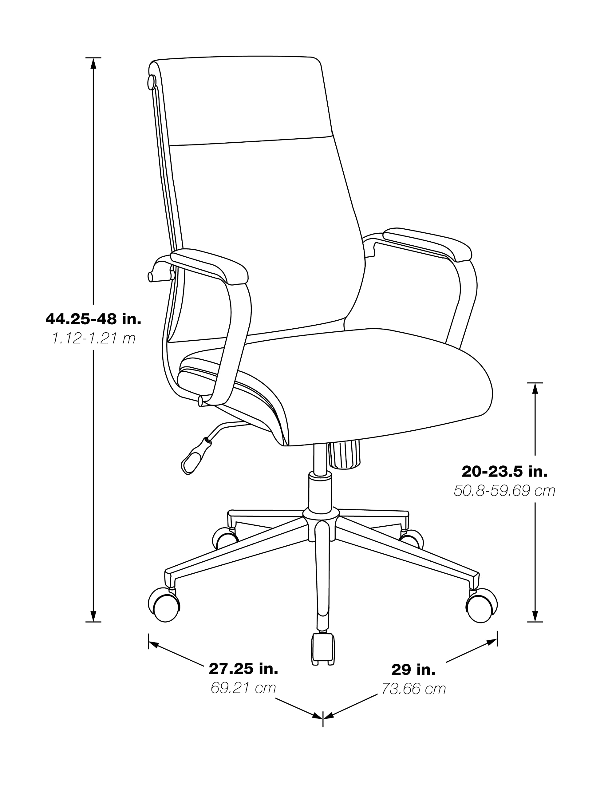 Office Star Antimicrobial High-Back Adjustable Manager's Office Chair with Chrome Base & Dillon Steel Fabric - Ergonomic Desk Chair for Home & Professional Workspaces