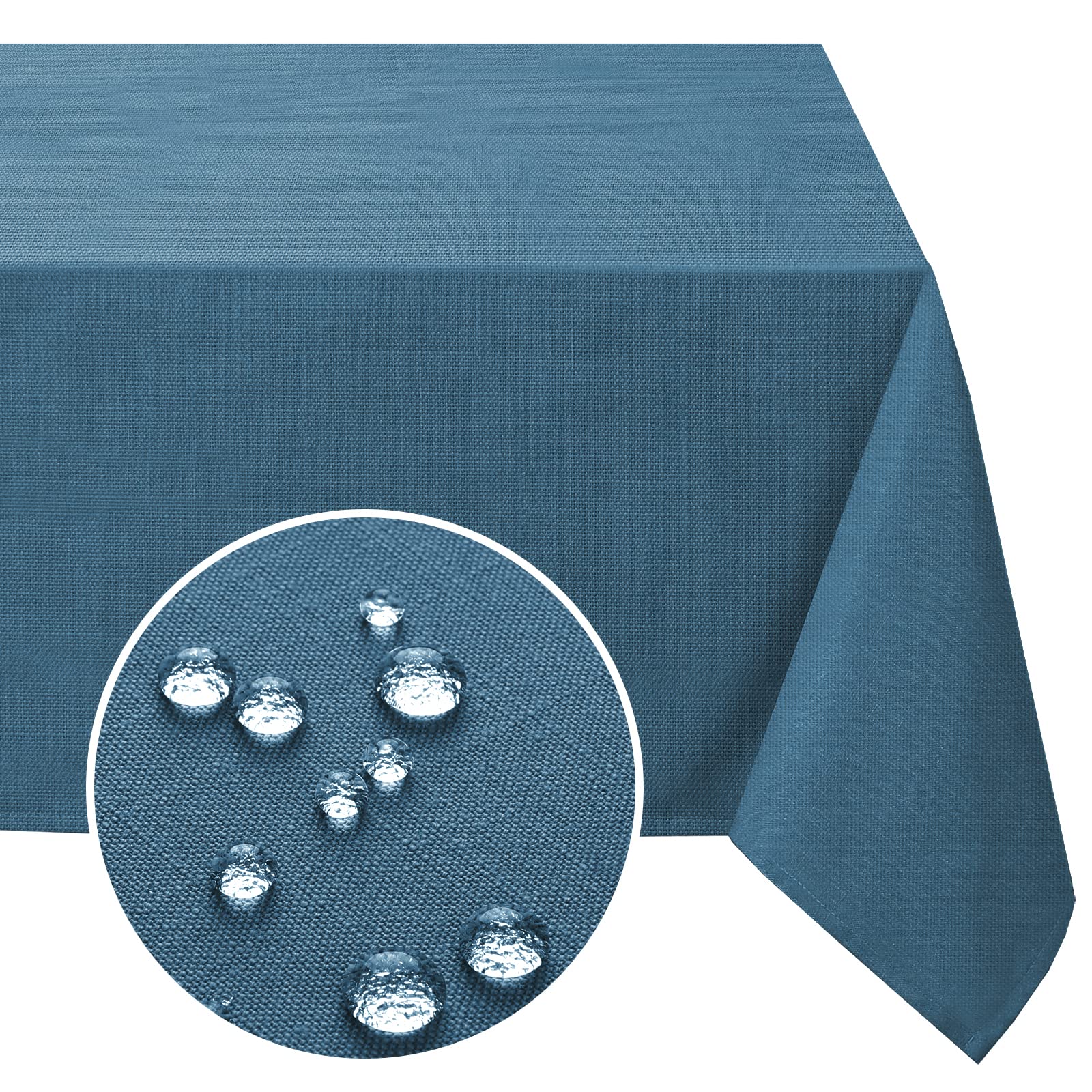 FantasDecor Rectangle Tablecloth 54 x 80 Inch - Wrinkle Resistant Waterproof Linen Fabric Cover for Dining Room, Kitchen & Outdoor Use - Ink Blue Table Cover for Parties, Picnics & Everyday Dining
