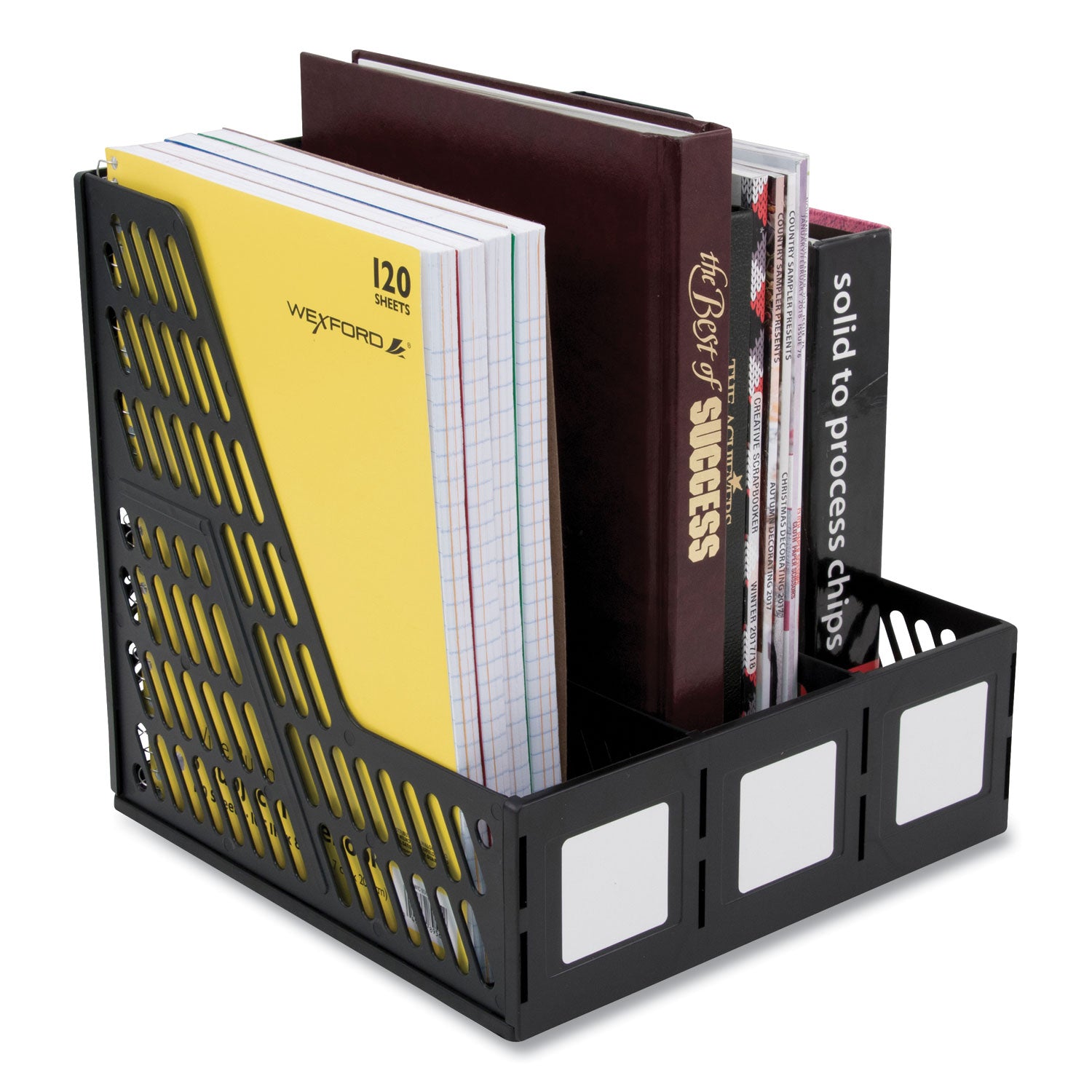 Advantus Black Literature File Folder - 3 Slots Organizer, 10 x 10 x 10.25 Inches - Perfect for Office, School & Home Document Storage