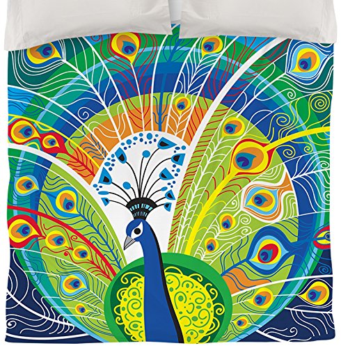 Manual Woodworkers & Weavers Blue Peacock Face Twin Duvet Cover - Soft Bedding for Cozy Bedrooms & Guest Rooms
