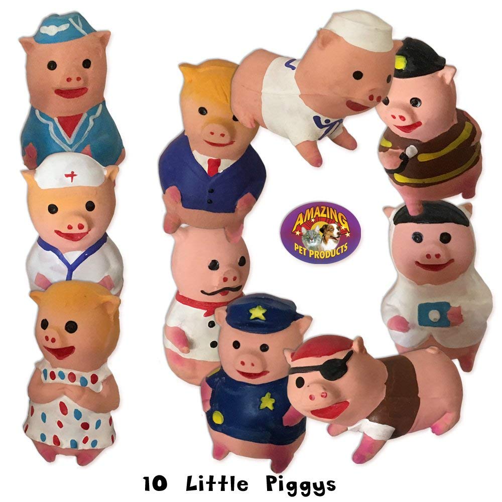 10 Pack Little Piggies Latex Squeaky Dog Toys - Durable Chew Toys for Small & Medium Dogs - Fun Interactive Playtime for Puppies & Adult Dogs