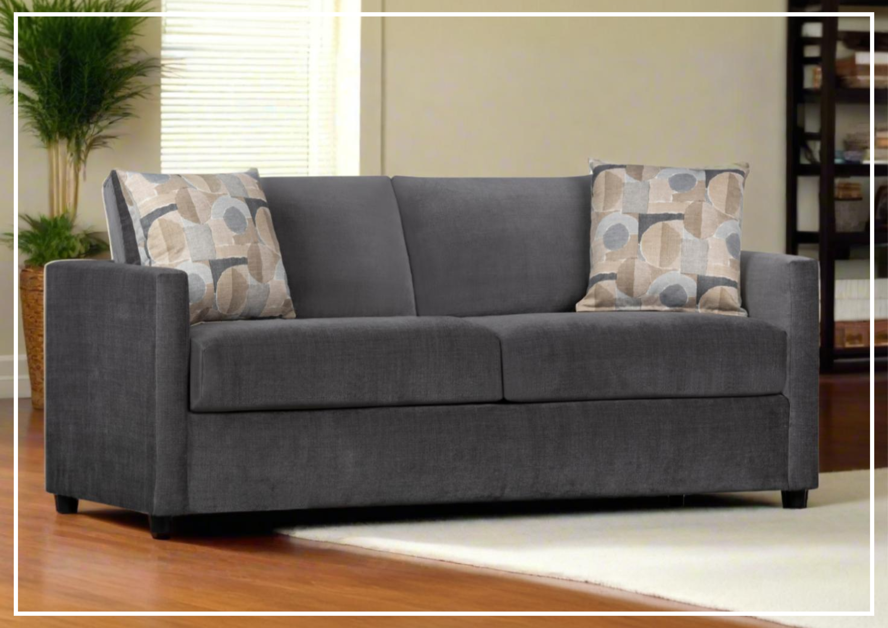 Klaussner Garrin Fabric Queen Sleeper Sofa Bed with Track Arms - Convertible Sofa for Small Spaces, Guest Room & Apartment Living