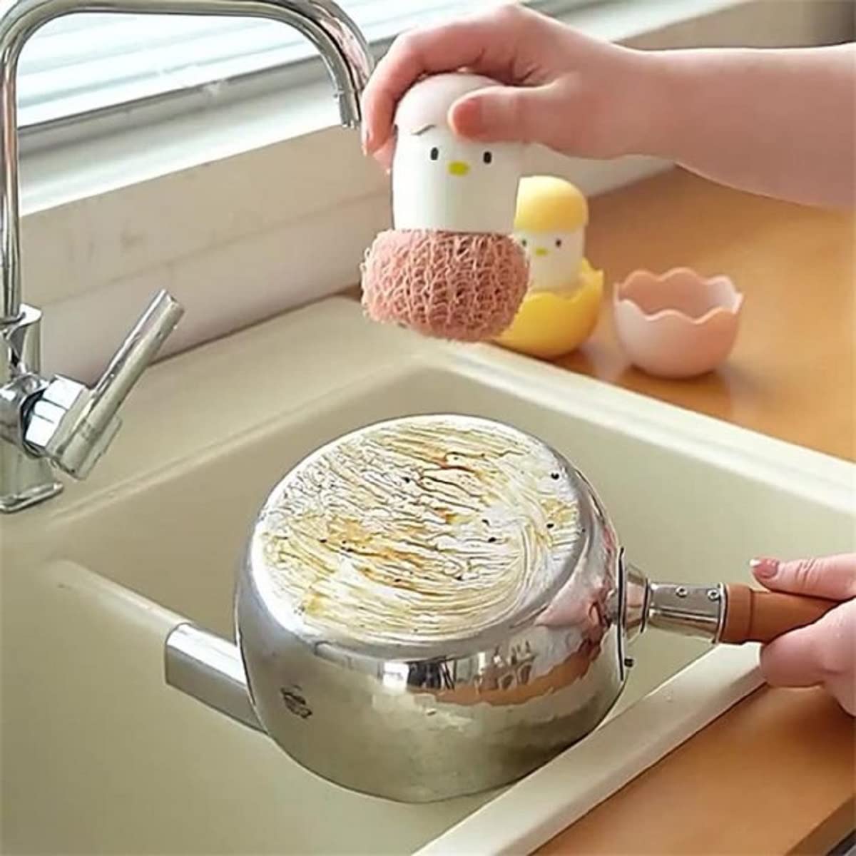 WE3 Cute Cartoon Kitchen Cleaning Scrubbers - Soft Dish Sponges for Sink, Pots & Pans (Pink) - Perfect for Home, Restaurant & Office Cleaning