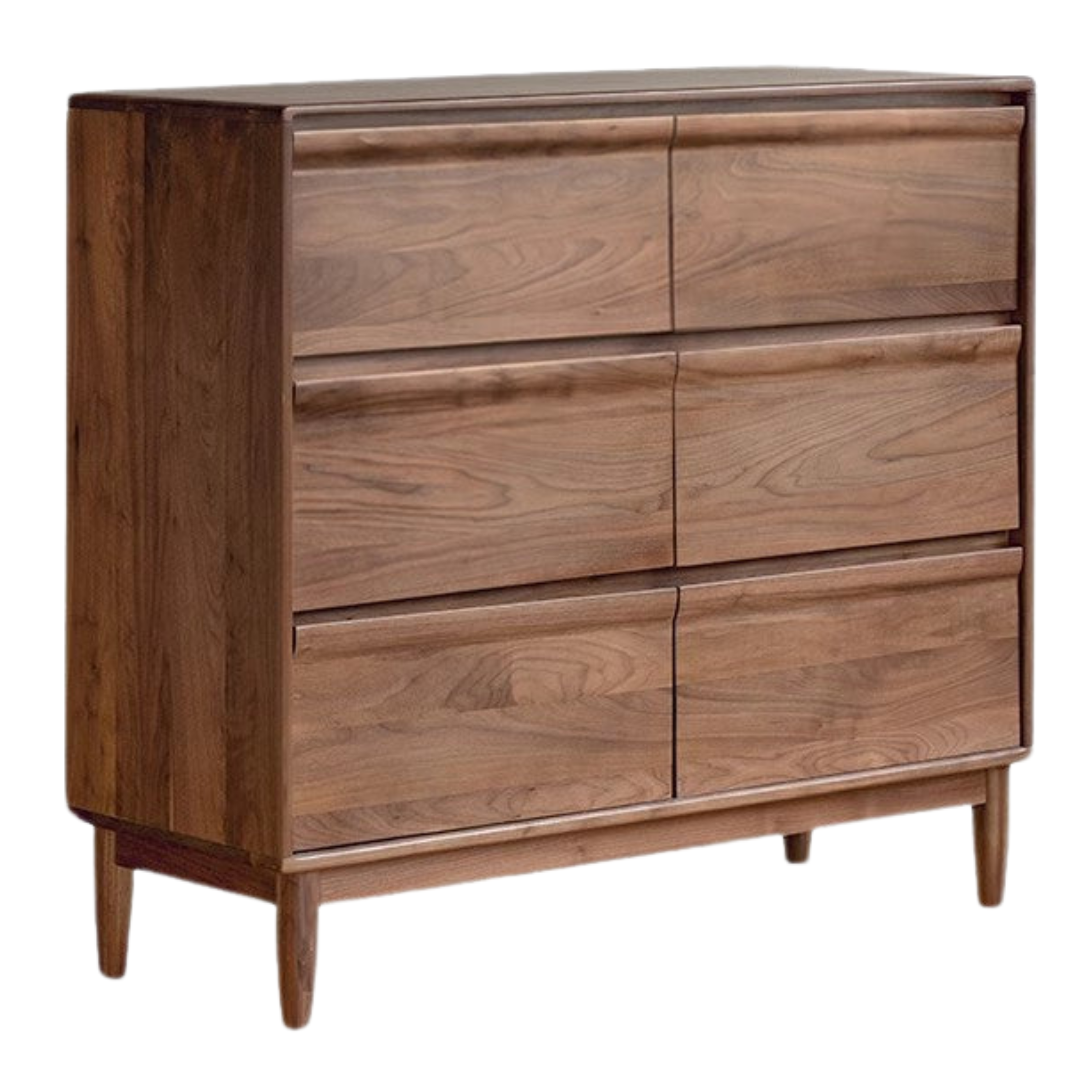 Solid Black Walnut Wood Dresser - 6-Drawer Bedroom Storage Furniture for Master Bedroom, Guest Room & Nursery Organization