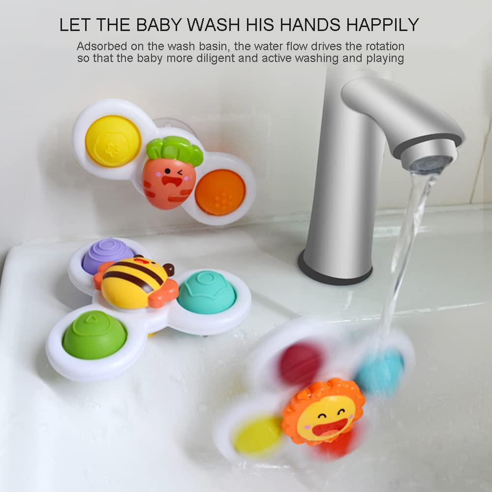 QLKUNLA Suction Cup Spinning Top Toy - Fidget Spinner & Baby Rattle Sensory Toy for Early Education, Bath Time & High Chair Play - Perfect Birthday Gift for Boys & Girls | Fun Learning & Stress Relief Toy for Toddlers