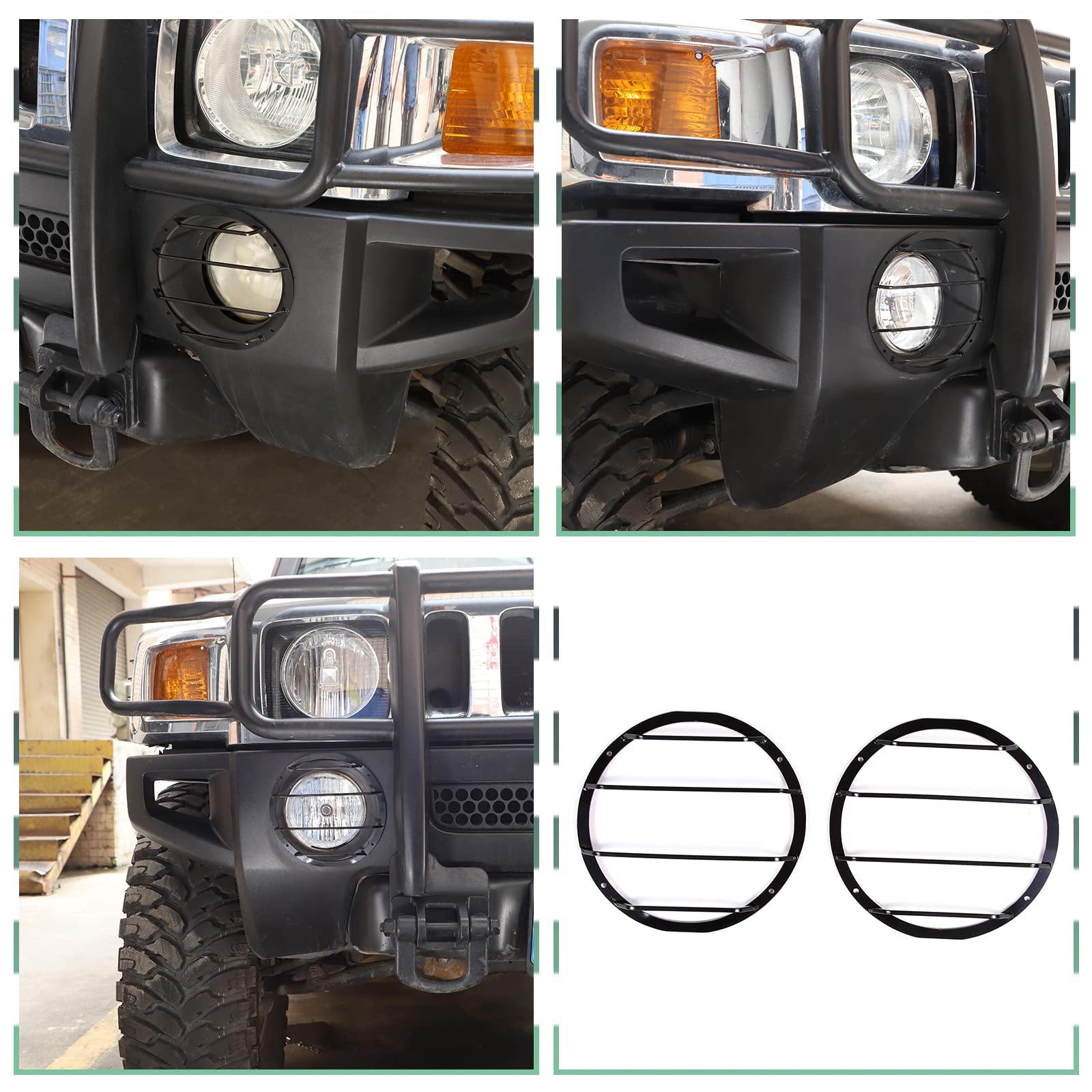 Hummer H3 2005-2009 Front Fog Light Cover - PIUGILH Lamp Frame Trim & Decorative Hood Guard Sticker | Durable Car Accessories for Off-Road Protection & Custom Style