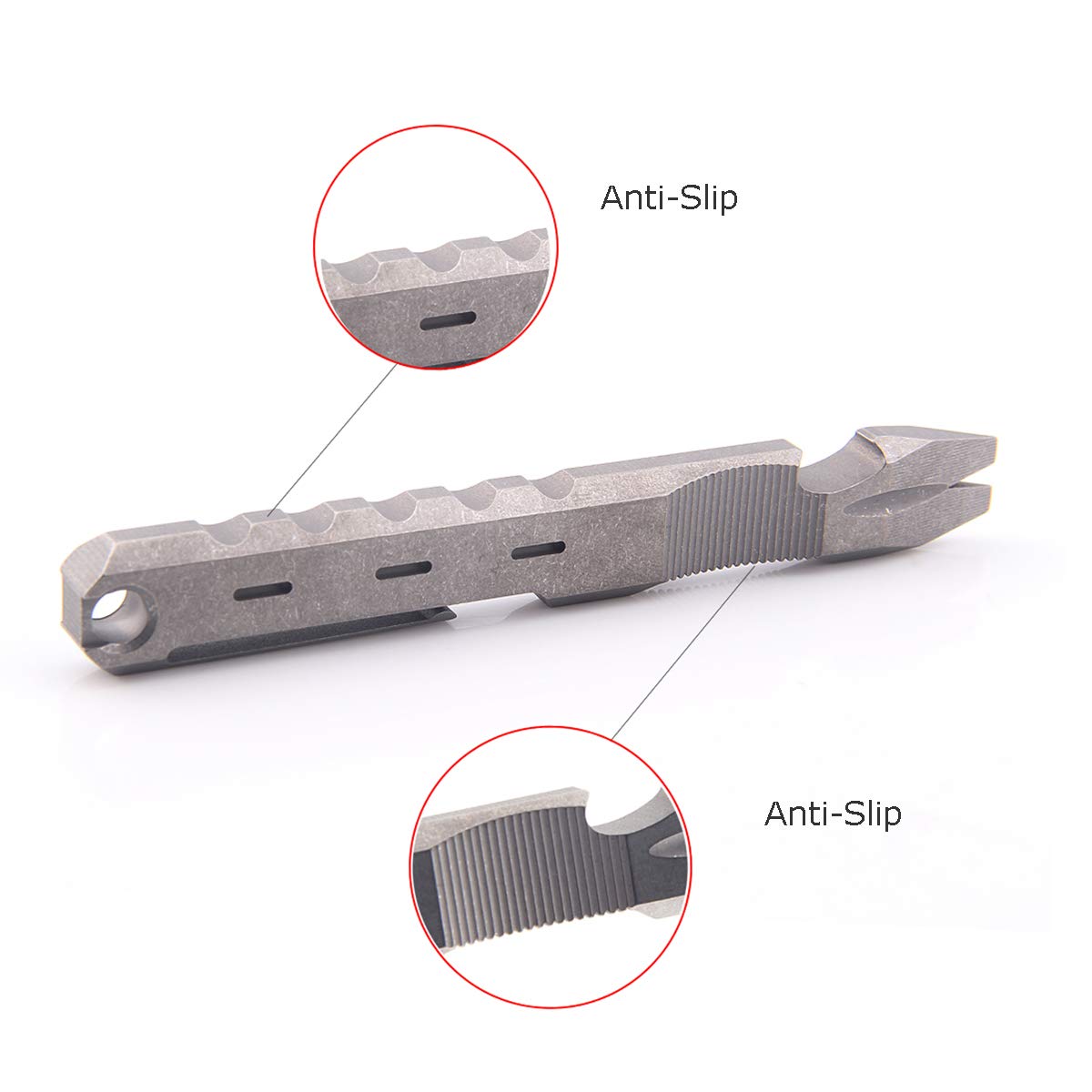 Titanium EDC Pry Bar - Multi-Tool with Nail Puller, Bottle Opener & Pocket Clip | Compact Everyday Carry Tool for Survival, Camping & DIY Projects (Grey)