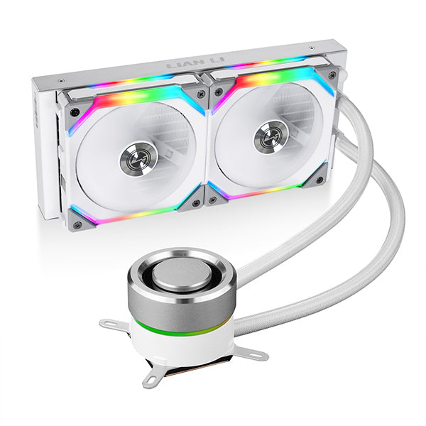 Lian Li Galahad AIO Liquid CPU Cooler with UNI FAN SL 120mm RGB Fans - 240mm Radiator (White/Black) | High-Performance PC Cooling for Gaming & Workstations