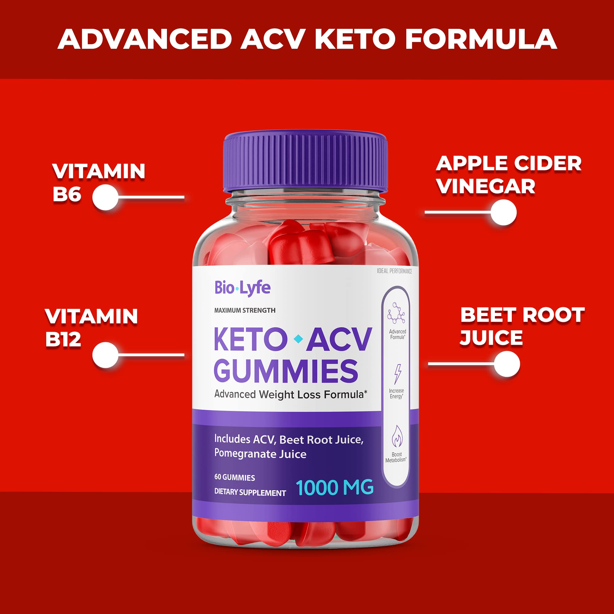 Biolyfe Keto ACV Gummies (3 Pack, 180 Gummies) - Apple Cider Vinegar Supplement for Weight Loss & Energy Boost - Perfect for Ketogenic Diet & Low-Carb Lifestyle