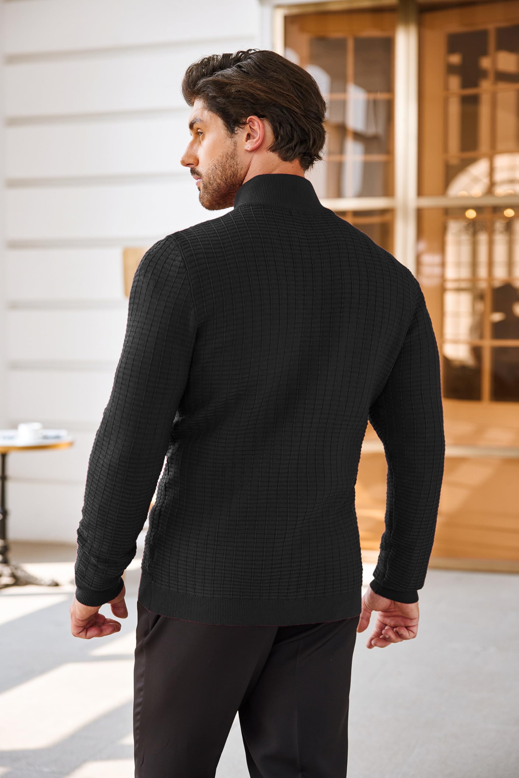 COOFANDY Men's Slim Fit Lightweight Cotton Quarter Zip Pullover Sweater - Casual Mock Neck Knit Top for Work, Travel & Everyday Wear