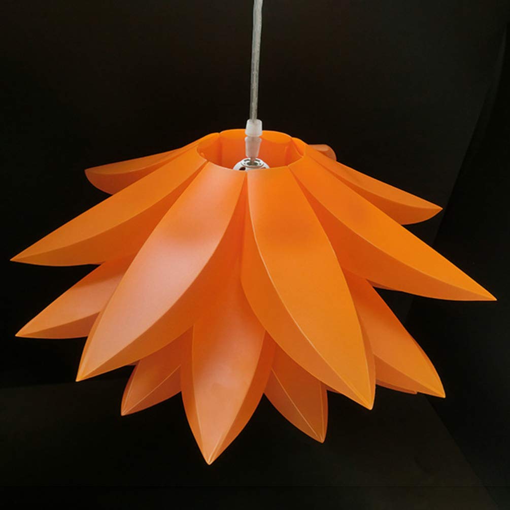 ARTIBETTER Orange Puzzle Pendant Lamp Shade - DIY Jigsaw Lotus Flower Plastic Lampshade Kit for Ceiling & Floor Lights - Perfect for Bedroom, Living Room, and Home Decor