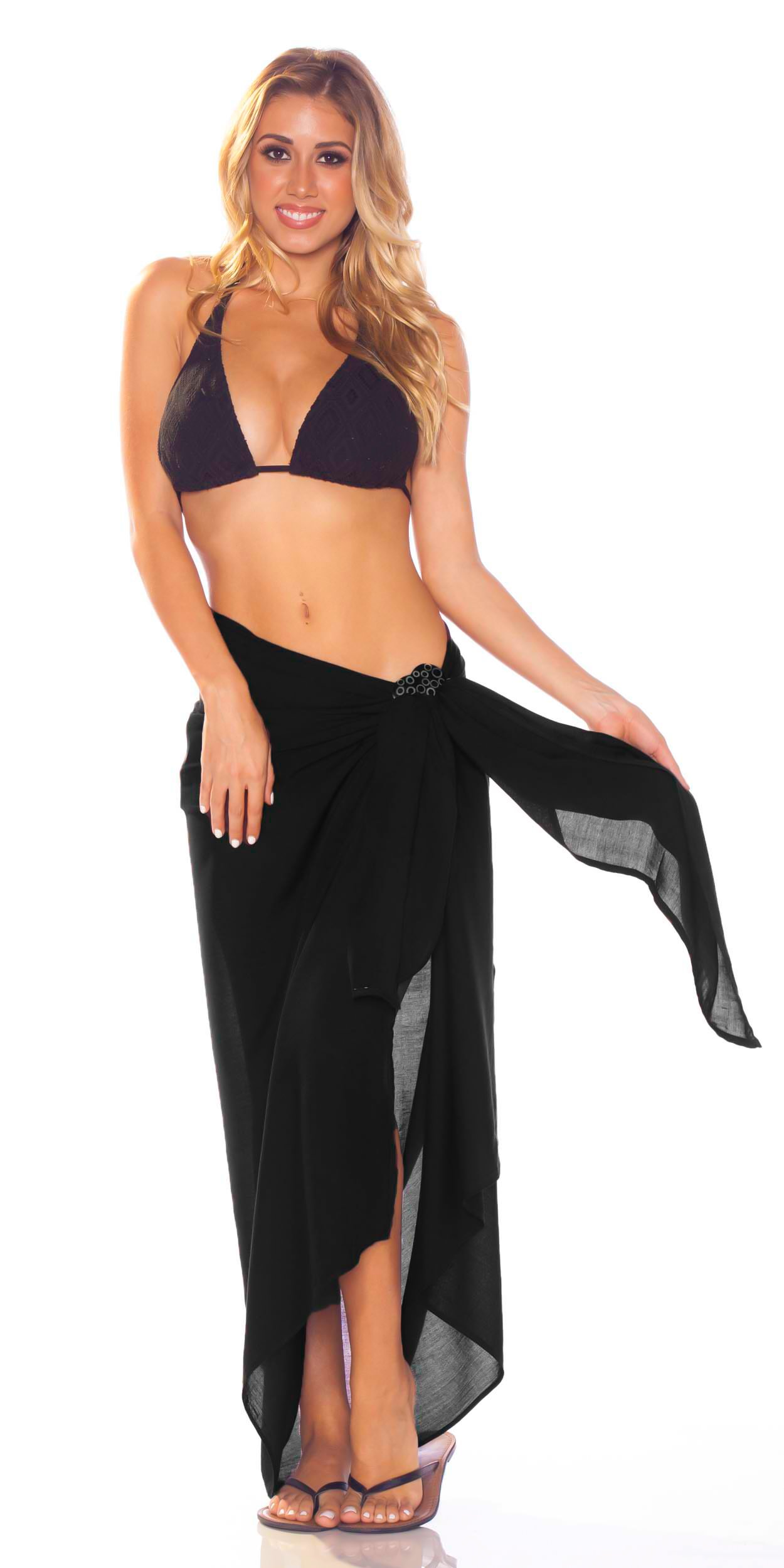 1 World Sarongs - Women's Solid Fringeless Sarong Wrap, Beach Cover Up, Swimsuit Cover, Poolside Wrap - Perfect for Beach Vacations, Resort Wear & Summer Outings