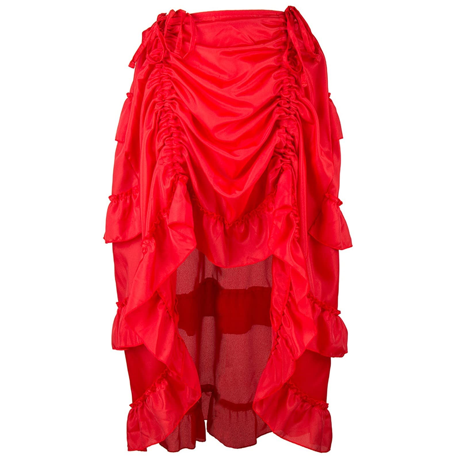 Steampunk Gothic Women's Skirt - Plus Size Victorian Style Black Ruffled Dress for Cosplay, Halloween & Alternative Fashion