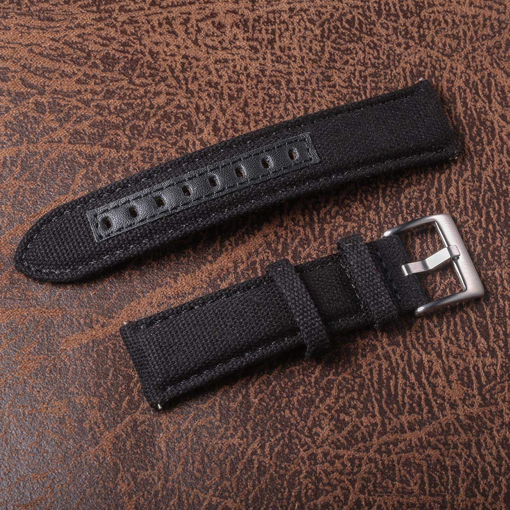Hemsut Military Canvas Watch Bands 18mm - Quick Release Watch Strap for Men - Durable Fabric Replacement Band for Casual & Sport Watches - Perfect for Outdoor Activities, Hiking, and Everyday Wear
