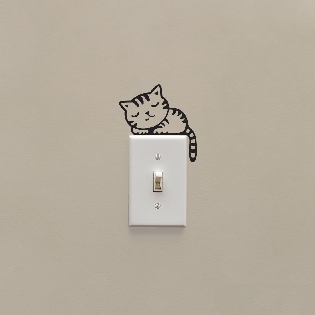 Cat Light Switch Decal - Adorable Sleeping Kitten Light Switch Cover Decor - Perfect for Nursery, Bedroom & Home Decor