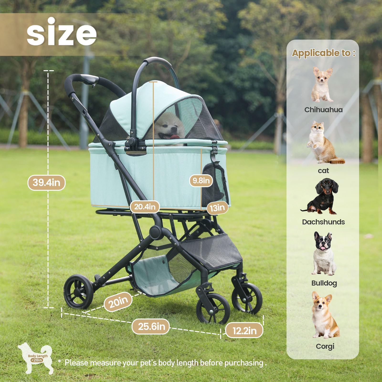 **Wedyvko 3-in-1 Pet Stroller for Medium Dogs & Cats - Upgraded Shock-Absorbing Frame, Zipperless Entry, Storage Basket & Pouch - Includes Dog Poop Bags & Dispenser (Teal Blue) - Perfect for Walks, Travel & Vet Visits**
