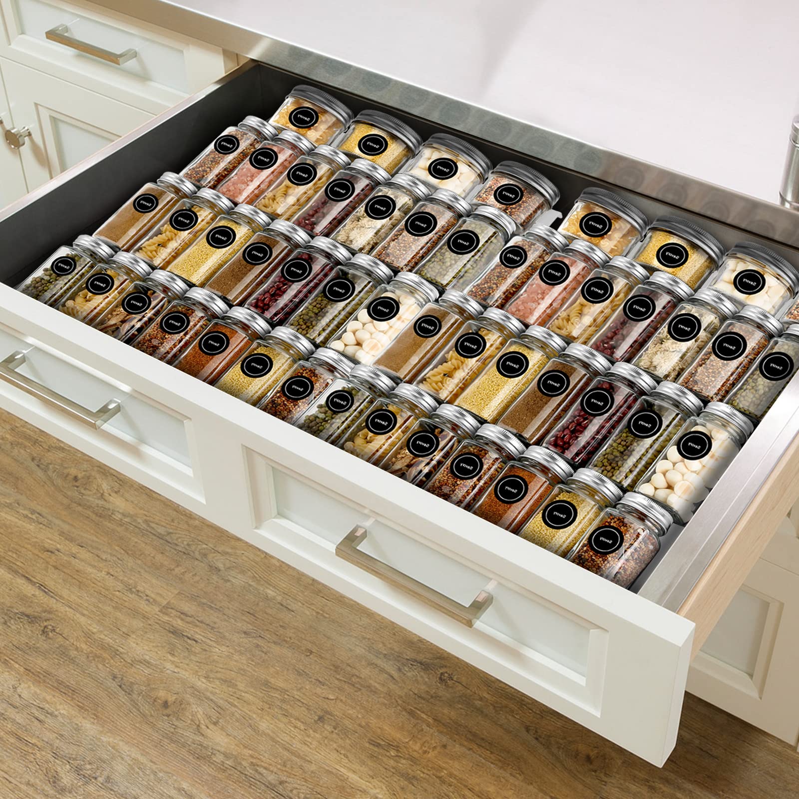 Expandable 4-Tier Spice Rack Organizer for Kitchen Drawer & Cabinet - Adjustable from 13.2