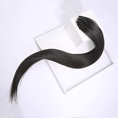 8D Virgin Remy Human Hair Extensions - 100% Real Black Hair with Nano Rings for Invisible Seamless Look (100 Strands, 28inch/70cm) - Perfect for Salon Styling, Weddings & Daily Volume Boost
