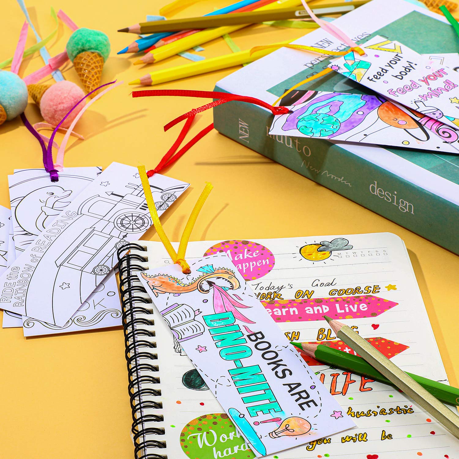 60-Piece DIY Coloring Bookmarks Set - Elegant Style Blank Paper Bookmarks for Teachers, Students, Classroom Rewards & Art Activities | Perfect for Reading Incentives, School Prizes & Creative Craft Projects