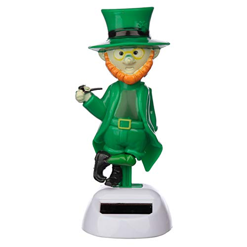 Solar Powered Leprechaun Animated Toy Car Decor - Fun Novelty Gift for Kids, Girls, Office & Car Decoration - 12cm Height - Perfect for St. Patrick's Day, Birthday Gifts & Desk Ornaments