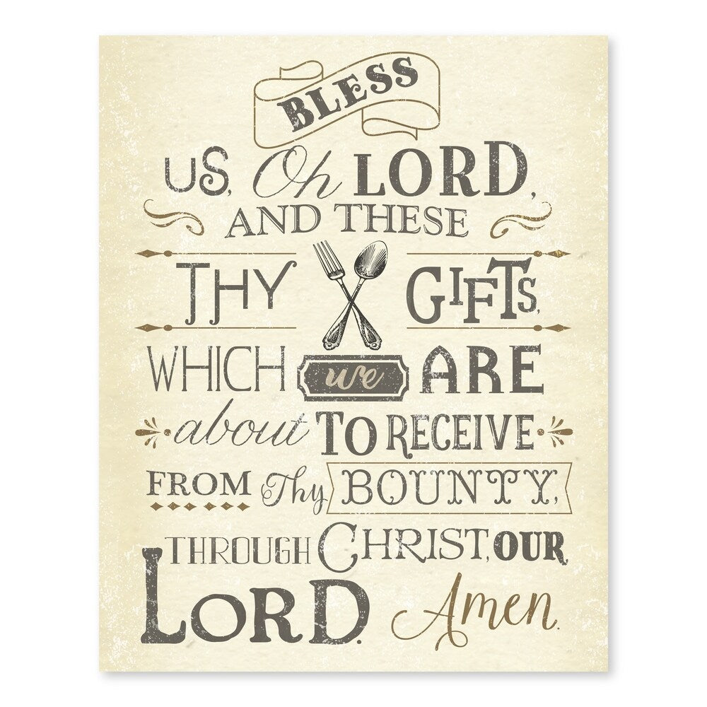 Bless Us Oh Lord Prayer Wall Art - 16x20 Inch Framed Canvas Print - Religious Home Decor for Living Room, Bedroom & Church