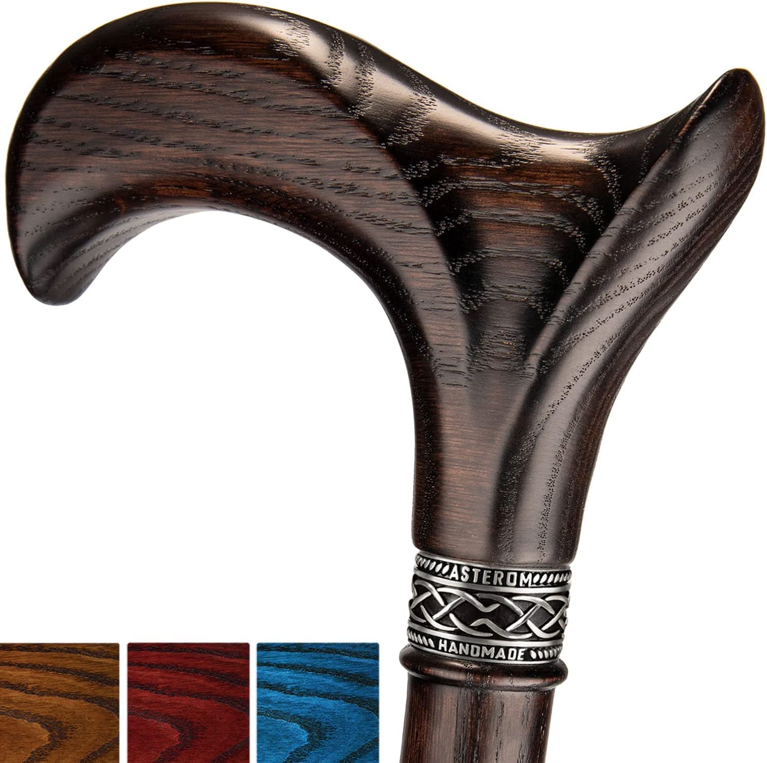 Premium Handmade Ergonomic Walking Cane for Men & Women - Derby Oak Wood Cane with Comfortable Grip - Fashionable Walking Stick for Seniors & Mobility Support - Perfect for Hiking, Travel & Daily Use