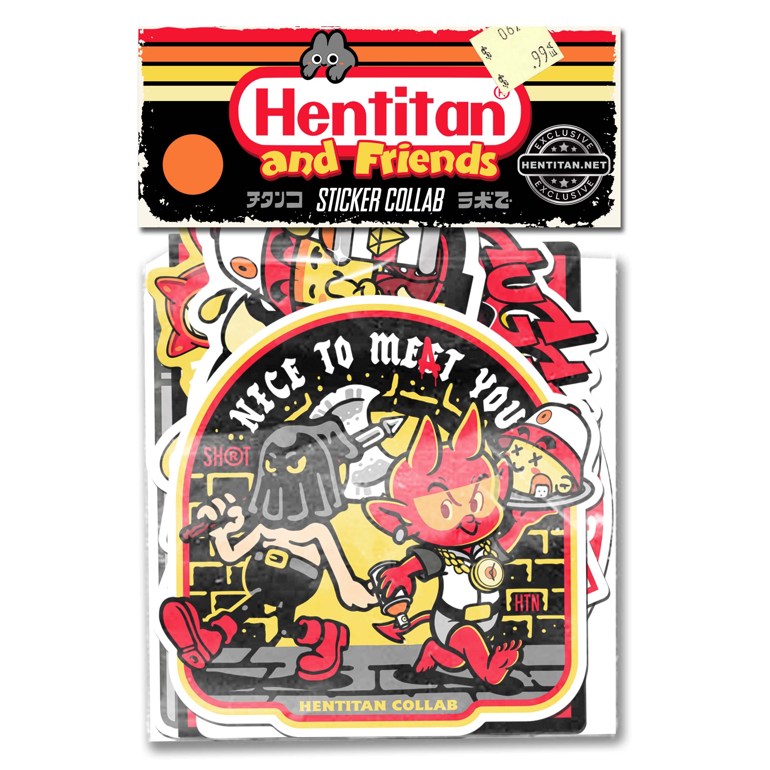 Hentitan and Friends Orange Sticker Pack - 50 Pcs Waterproof Vinyl Decals for Laptops, Water Bottles & DIY Crafts - Fun Kawaii Stickers for Scrapbooking, Journals & Phone Cases